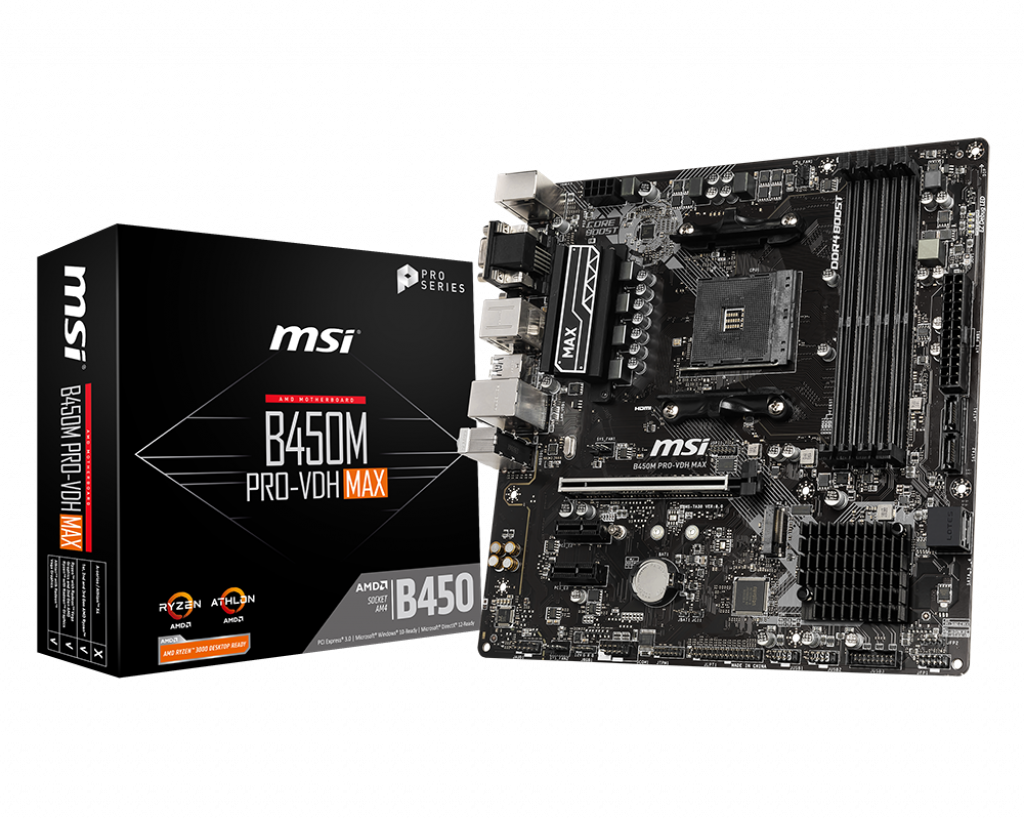 MSI PRO B450M PRO-VDH MAX AM4 AMD B450 SATA 6Gb/s Micro ATX AMD Motherboard