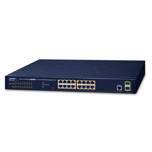 Planet (GS-4210-16P2S) 16-Port 10/100/1000T 802.3at PoE + 2-Port 100/1000X SFP Managed Switch