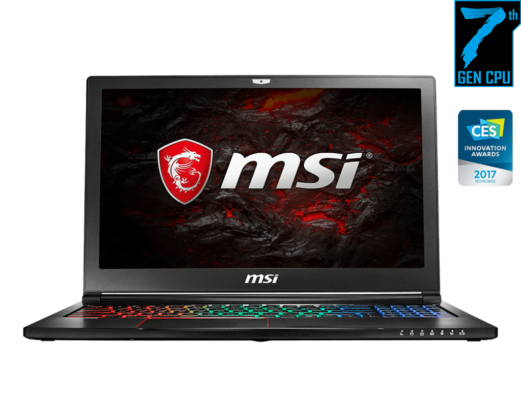 MSI GS63VR 7RF Stealth Pro 15.6-inch Gaming Laptop Core i7-7700HQ, 16GB (8GB*2), 256GB SSD, 2TB HDD, GTX 1060 6GB, Windows10