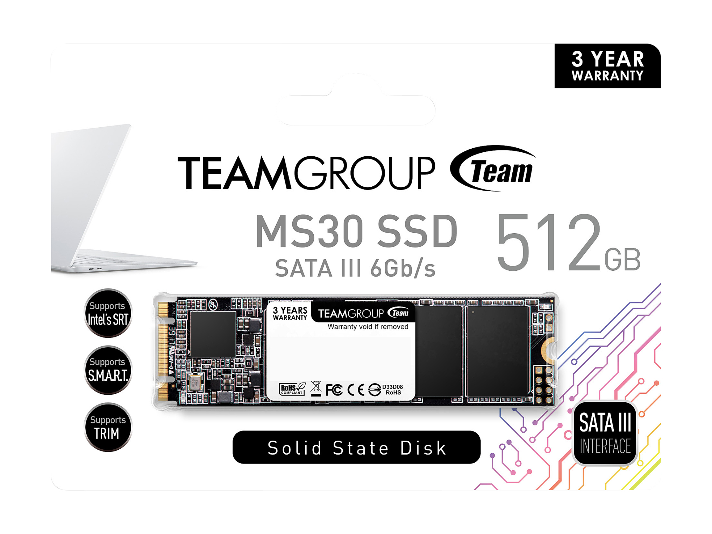 Team Group MS30 M.2 2280 512GB SATA III TLC Internal Solid State Drive (SSD) TM8PS7512G0C101