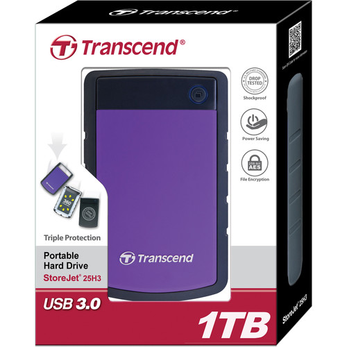 Transcend 1TB StoreJet 25H3 Anti-Shock External Hard Drive