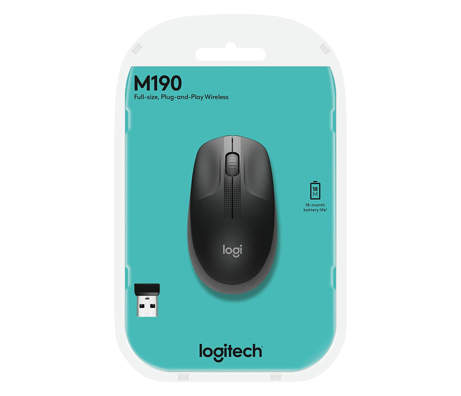Logitech M190 Full-Size Wireless Optical Mouse (910-005905)