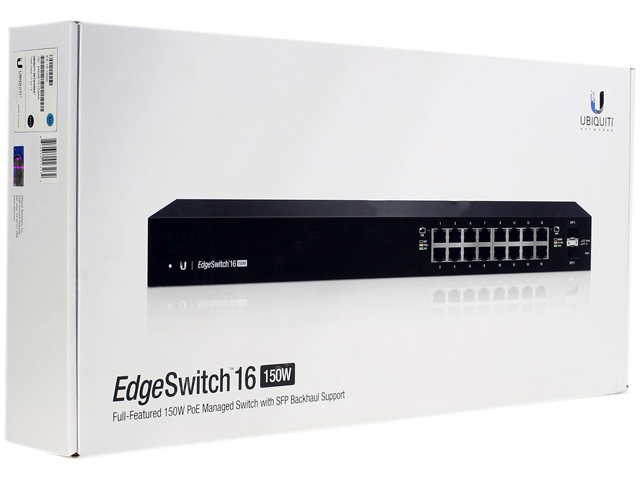UBiQUiTi EdgeSwitch 16-Port 150-Watt Managed PoE+ Gigabit Switch with SFP