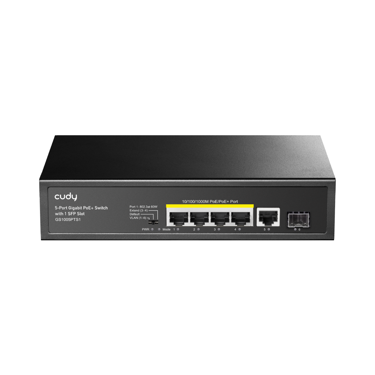 Cudy 5-Port Gigabit PoE+ Switch with 1 SFP Slot (GS1005PTS1)