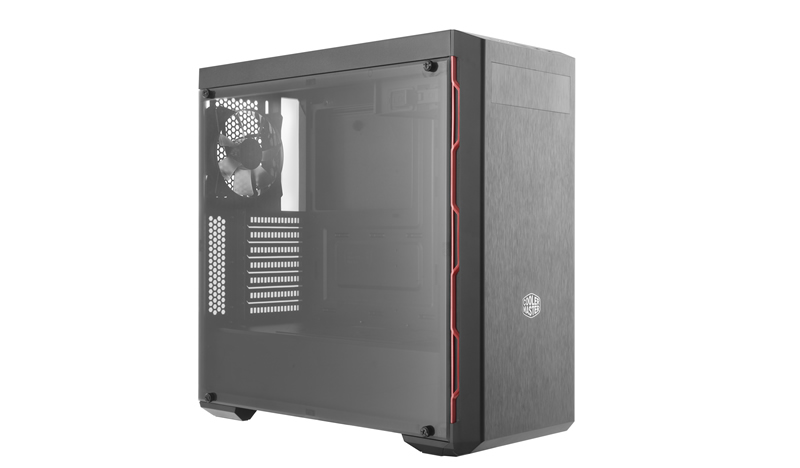 Cooler Master MCB-B600L-KA5N-S00 MasterBox MB600L Mid-Tower Computer Case, ATX, Micro ATX, Mini ITX Supported, Sleek Design with Red Side Trim and Acrylic Side Panel