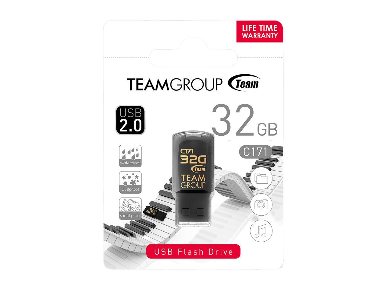 Team Group C171 32GB USB 2.0 Flash Drive Black Retail (TC17132GB01)
