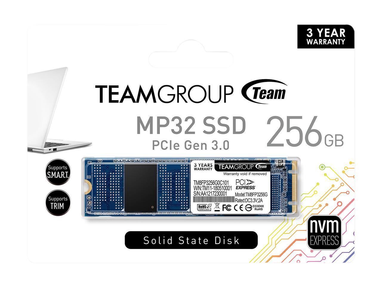 Team Group MP32 M.2 2280 256GB PCIe 3.0 x2 with NVMe 1.3 Internal
