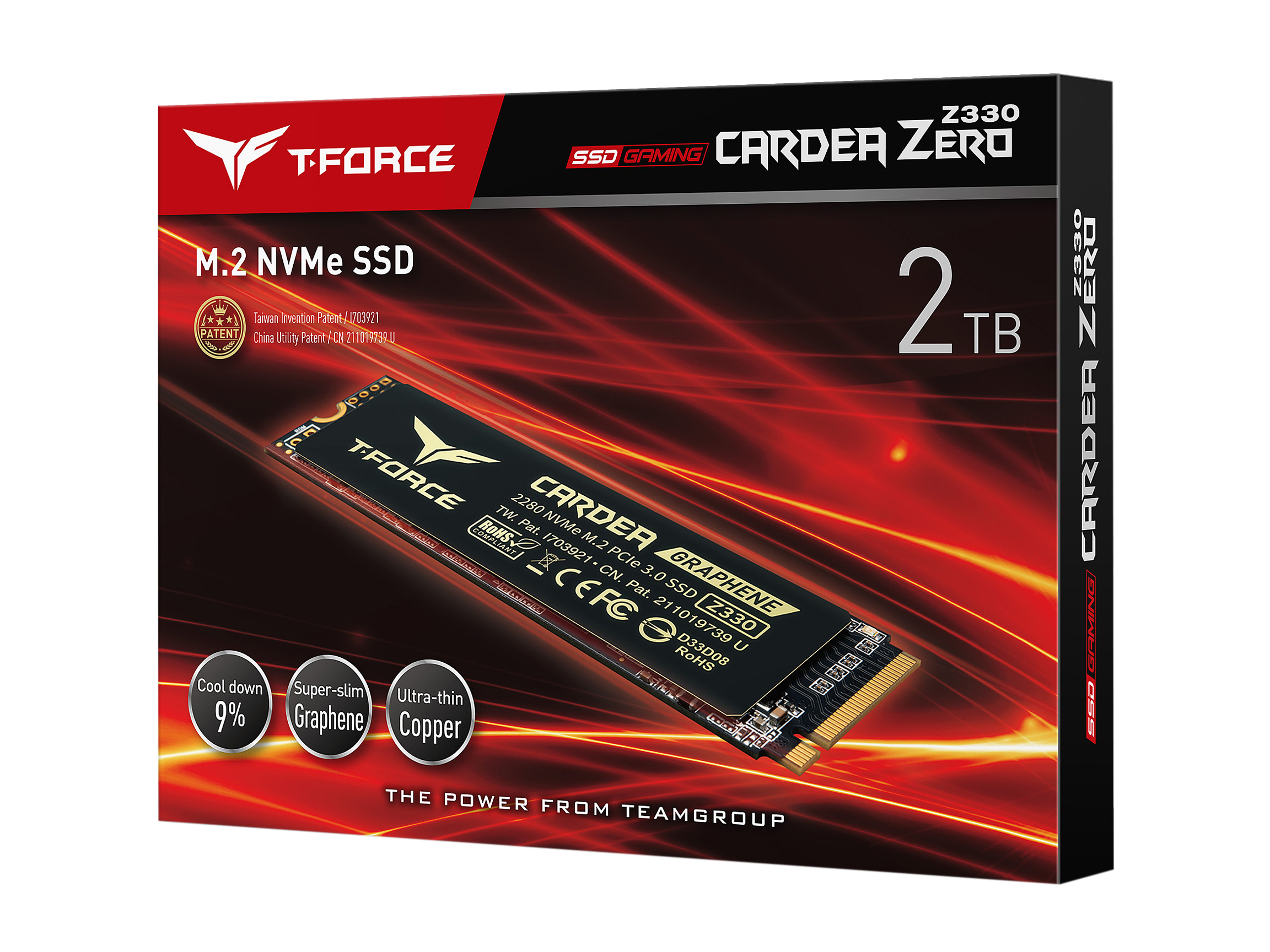 Team Group T-FORCE CARDEA ZERO Z330 M.2 2280 2TB PCIe Gen3 x4 with NVMe 1.3 Internal Solid State Drive (SSD) TM8FP8002T0C311