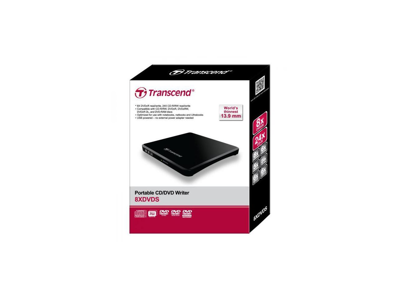 Transcend 8K Extra Slim Portable DVD Writer Optical Drive