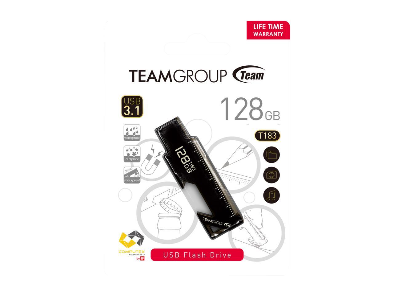 TEAM 128GB T183 USB 3.1 Flash Drive, Speed Up to 90MB/s (TT1833128GF01)