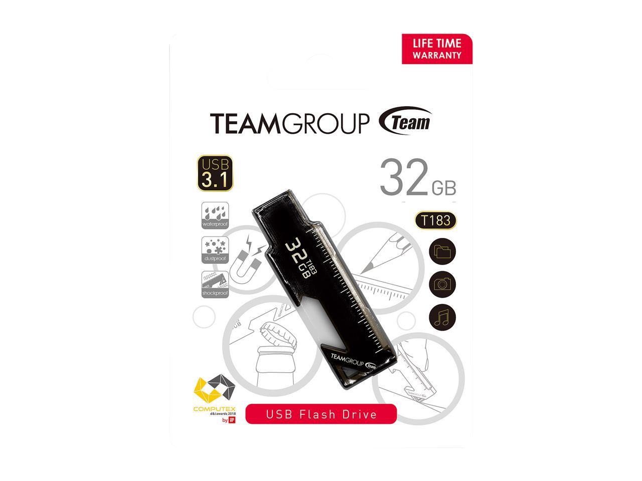 TEAM 32GB T183 USB 3.1 Flash Drive, Speed Up to 90MB/s (TT183332GF01)
