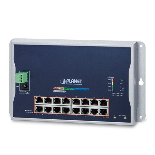 Planet Industrial WGS-4215-16P2S 16-Port 10/100/1000T 802.3at PoE + 2-Port 100/1000X SFP Wall-mounted Managed Switch